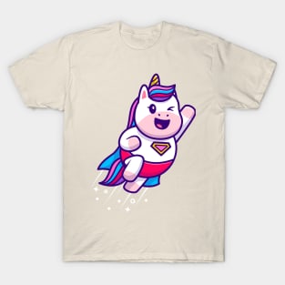 Cute Unicorn Super Flying Cartoon T-Shirt